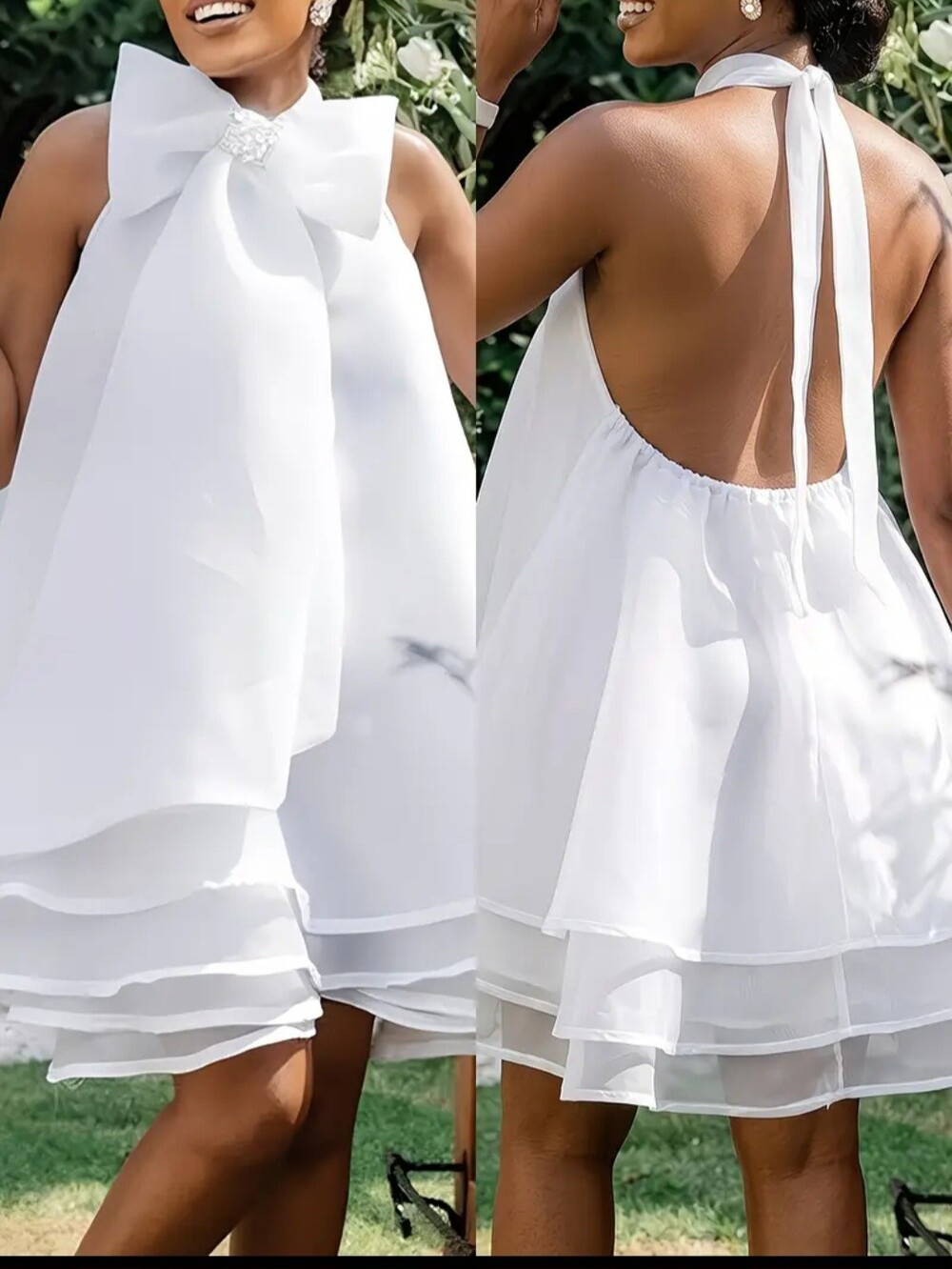 White Ruffle Mini Dress - Picture 2 of 3